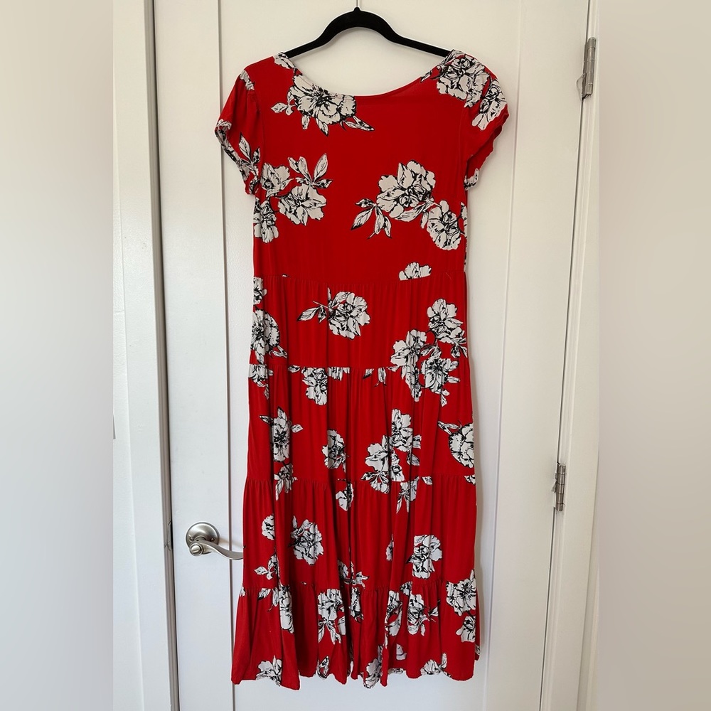 Free People Floral Red Open Back Maxi Dress